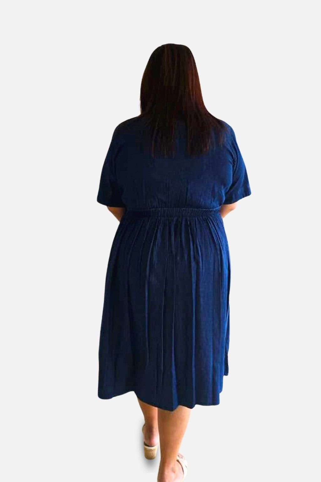 Denim Charm Elastic Wrap Dress