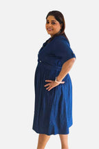 Denim Charm Elastic Wrap Dress