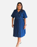 Denim Charm Elastic Wrap Dress