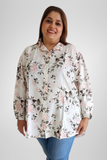 White Floral Long Frill Shirt