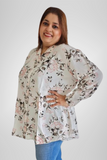 White Floral Long Frill Shirt