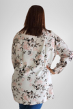 White Floral Long Frill Shirt