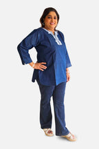 Denim Grace Embroidered Tunic