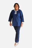 Denim Grace Embroidered Tunic