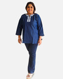 Denim Grace Embroidered Tunic