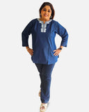 Denim Grace Embroidered Tunic
