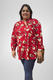 Red Floral Frill Long Shirt