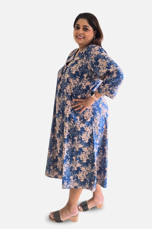 Blue Blossom Midi Dress