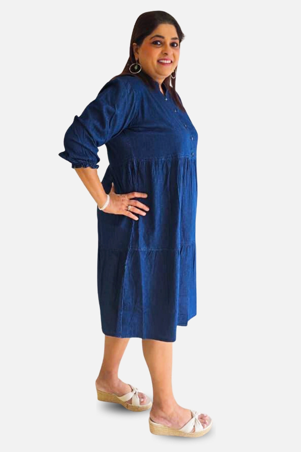 Denim Breeze Tiered Dress