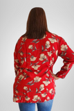 Red Floral Frill Long Shirt