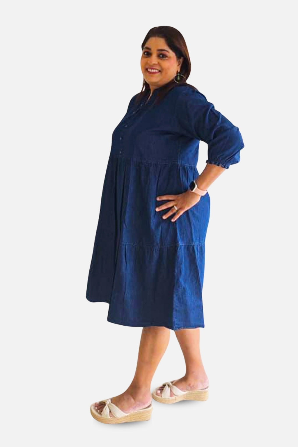 Denim Breeze Tiered Dress