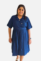 Denim Charm Elastic Wrap Dress