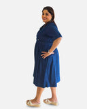 Denim Charm Elastic Wrap Dress