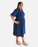 Denim Charm Elastic Wrap Dress