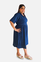 Denim Charm Elastic Wrap Dress