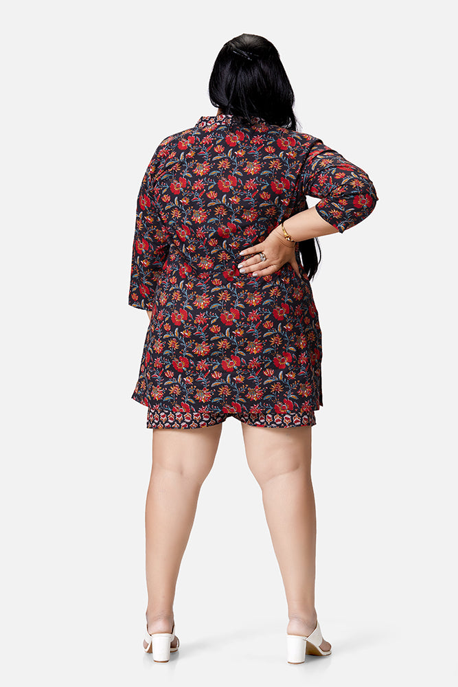 Black Corsage Top with Shorts