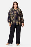 Black with Beige Polka Top