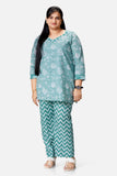 Green Short Kurta With Zigzag Pajama Pants