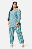 Green Short Kurta With Zigzag Pajama Pants