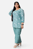 Green Short Kurta With Zigzag Pajama Pants