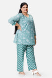 Green Short Kurta With Zigzag Pajama Pants