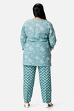 Green Short Kurta With Zigzag Pajama Pants