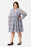 Grey Floral Georgette Dress