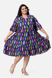 Ink Blue Multicolour Ikat Dress