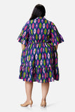 Ink Blue Multicolour Ikat Dress