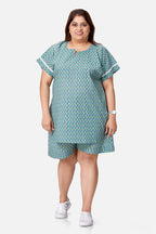 Sage Green Floral Top with Pintex Shorts