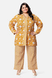 Shirt Style Mustard Top With Pajama Pants