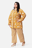 Shirt Style Mustard Top With Pajama Pants