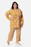 Shirt Style Mustard Top With Pajama Pants